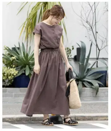 어반 리서치 린넨 혼방 프렌치 슬리브 원피스