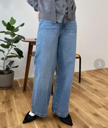 birthday room 하이웨스트 세미 와이드 데님 색스 블루 프리