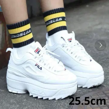 휠라 스니커즈 FILA 디스럽터 2 웨지 화이트 초통굽 25.5cm