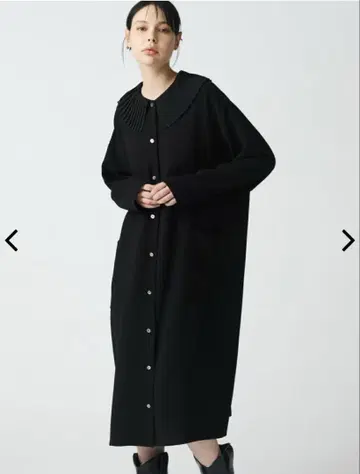 mizuiro ind 플리츠 칼라 원피스 블랙