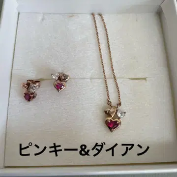 PINKY&DIANNE 실버 큐빅 귀걸이 목걸이 2점