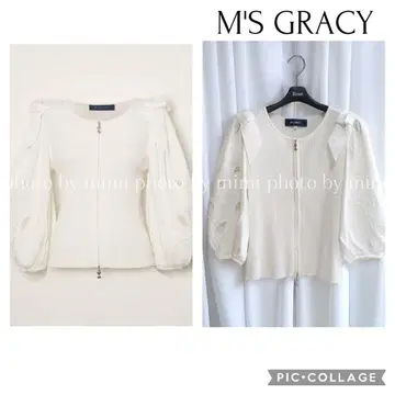 M'S GRACY 카탈로그 게재 리본 무늬 집업 니트