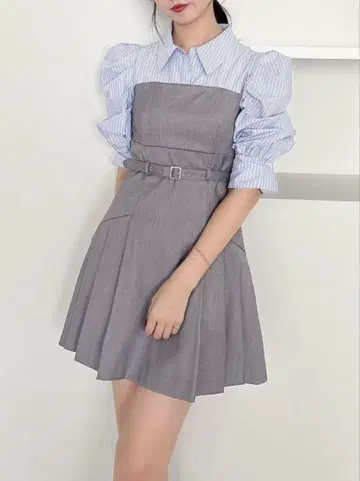 dazzlin 레이어드 셔츠 미니 원피스