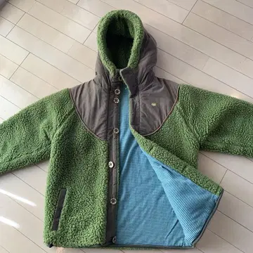 GOHEMP 플리스 자켓 그린과 그레이 후드 부착