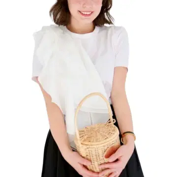 OBLI 더블 프릴 화이트 T셔츠
