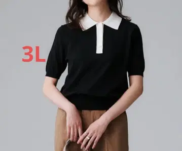 언타이틀 5부 소매 폴로 니트 폴로 셔츠 블랙 3L 빅 사이즈