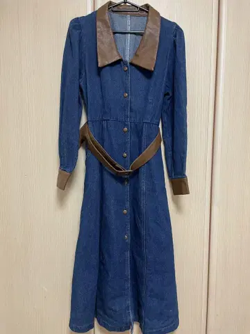 MINETTE 데님 가죽 원피스