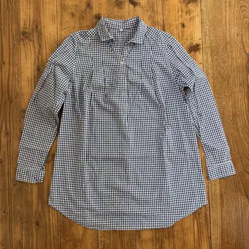 무인양품 네이비/화이트 깅엄 체크 셔츠
