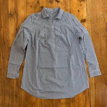무인양품 네이비/화이트 깅엄 체크 셔츠