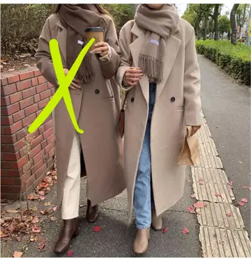 blate 고급 페이크 울 슬림 더블 롱 코트