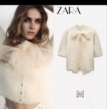 ZARA 오간자 리본 니트 자켓 새상품 택 포함