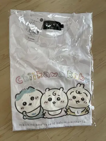 L 사이즈 치이카와 Chiikawa 베이비 티셔츠 트리오 화이트