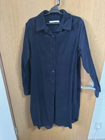 네이비 코듀로이 셔츠 원피스
