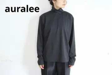 새상품급 택 포함 AURALEE 하프 집 하이넥 롱슬리브 티셔츠