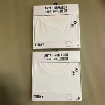 유니클로 M 화이트 T셔츠 안야 힌드마치 T1BOXY 박스T