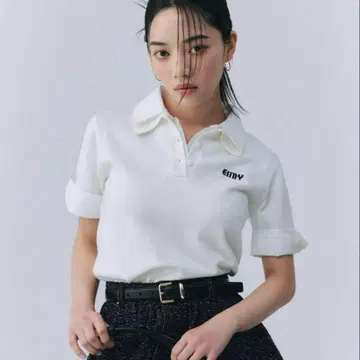 eimy 이스토아르 하프 슬리브 더블 칼라 니트