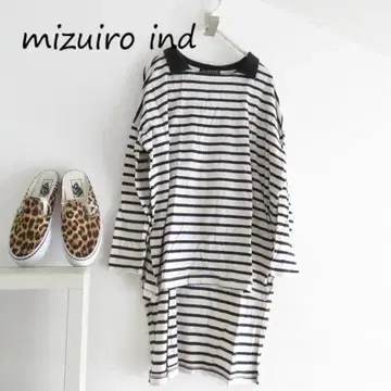 mizuiro ind 미즈이로 인드 카라 부착 보더 티셔츠 긴팔