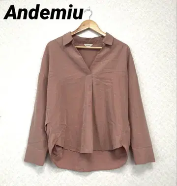 [ Andemiu ] 스키퍼 셔츠 Free 모카 핑크 긴팔 풀오버