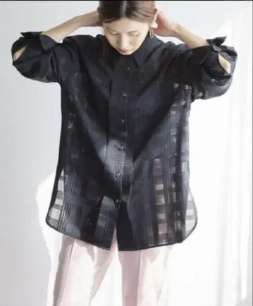 IENA & NAVY 카라미 체크 셔츠