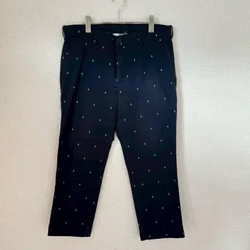 유니클로 자수 치노 팬츠 요트 패턴 네이비 허리 88cm 스트레치 슬림