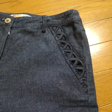 레오나르 자수 포켓 다크 블루 데님 팬츠