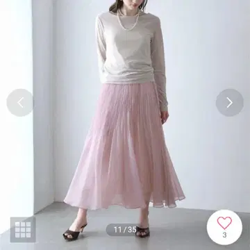 2024AW 라토타리테 시어 랜덤 플리츠 스커트 핑크B