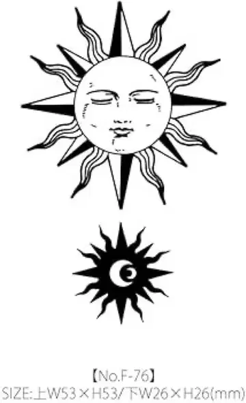 Sun 태양 달 별 2주간 지속되는 헤나 타투 한국 타투 스티커