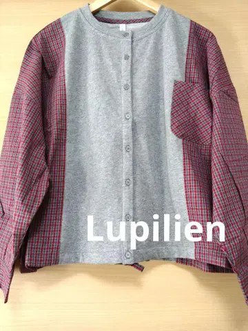 Lupilien 체크 패브릭 x 쭈리 밑단 드로스트 절개 셔츠 F