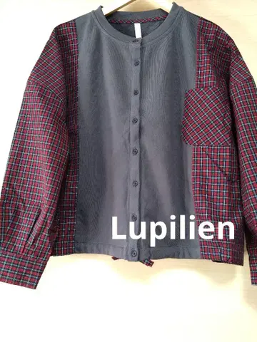Lupilien 체크 면 x 쭈리 밑단 드로스트 절개 셔츠 F