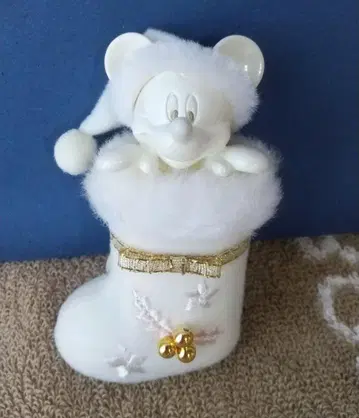 미키 오르골 키링 산타 화이트 장화 크리스마스 부츠