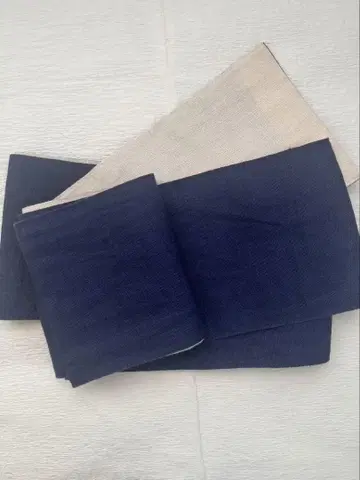 하자품 순수 린넨 반폭 오비 리버서블 네이비 x 화이트