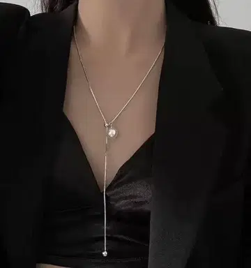 펄 목걸이 롱 Y2K 포멀 결혼식