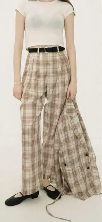 SHEER STRAIGHT PANTS MIX 사이즈 1