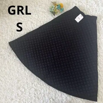 GRL 그레일 퀼팅 스커트 롱 블랙 S 미사용 새상품 택 포함