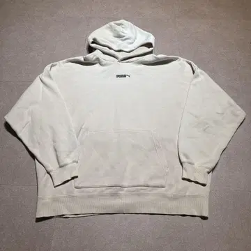 Puma 후드티 풀오버 맨투맨 센터 로고 베이지 L