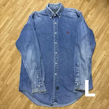 빈티지 데님 셔츠 랄프 로렌 '90 버튼 다운 L 사이즈