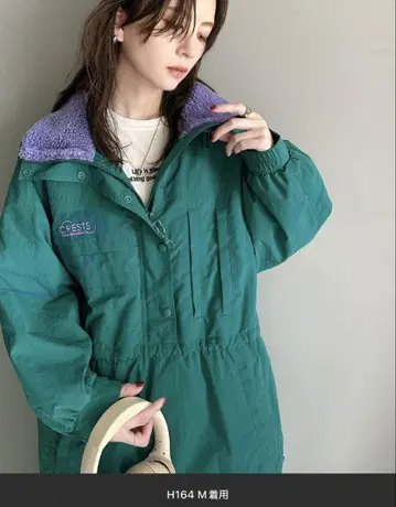 안감 퀼팅 배색 레트로 하프 지퍼 블루종