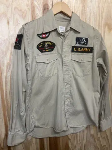 U.S. ARMY 밀리터리 셔츠 베이지 M 사이즈 와펜 다수