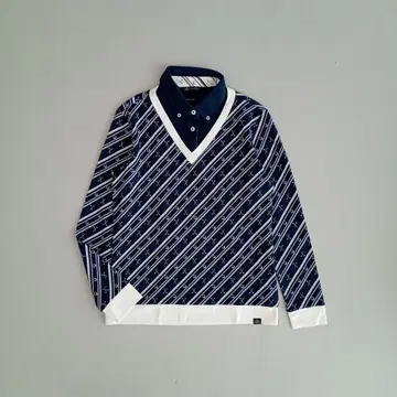 새상품급! adidas 골프 긴팔 피케 셔츠 네이비 올 패턴 M