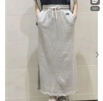 GAP 롱 맥시 스커트 라이트 그레이 xs