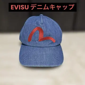 레어 EVISU 데님 캡 빨간색 자수 레드 갈매기