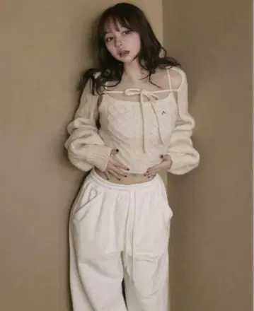 앤드마리 andmary Heart cable knit set 니트