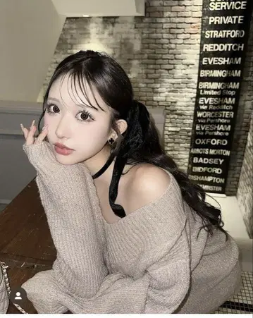cherimi 오프숄더 라메 니트 원피스 더스티 핑크 이토 모모