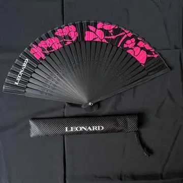 LEONARD 레오나르 꽃무늬 부채 블랙 핑크 수납 케이스