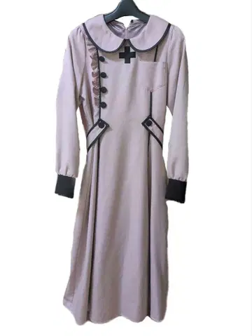 디어마이러브 롱 파이핑 프릴 간호사 원피스 M