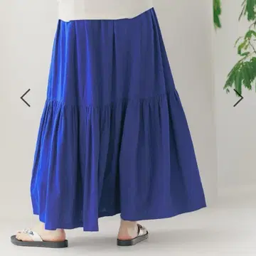 니코앤드 린넨 혼방 플레어 스커트 블루 M 사이즈