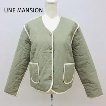 UNE MANSION 올리브 그린 파이핑 퀼팅 자켓