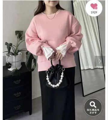 프로즈 베일 프릴 맨투맨 핑크 M