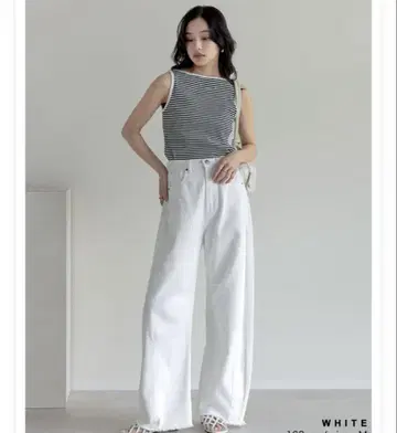 화이트 데님 와이드 팬츠 M