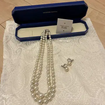 VENDOME AOYAMA 조개 펄 2연 목걸이 귀찌 세트 새상품